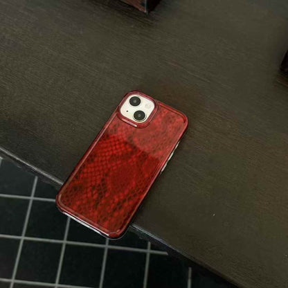 (Buy 1 Get 1 Free) Snake Skin Pattern Silicon Case For iPhone ( Wine Red )