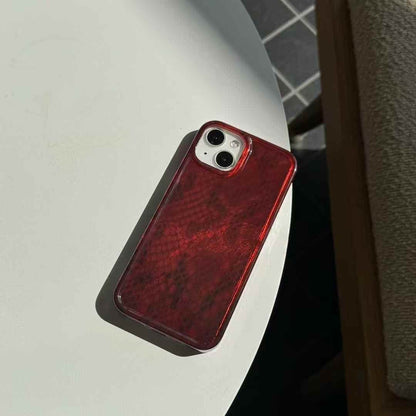 (Buy 1 Get 1 Free) Snake Skin Pattern Silicon Case For iPhone ( Wine Red )