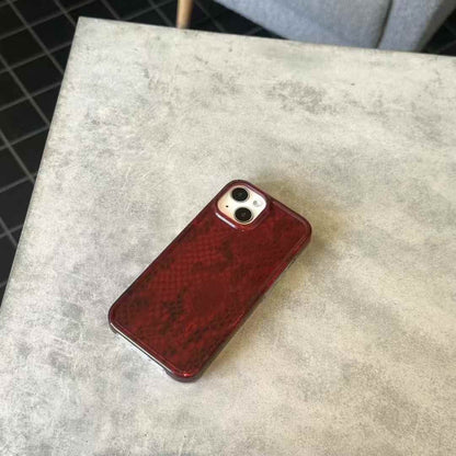 (Buy 1 Get 1 Free) Snake Skin Pattern Silicon Case For iPhone ( Wine Red )