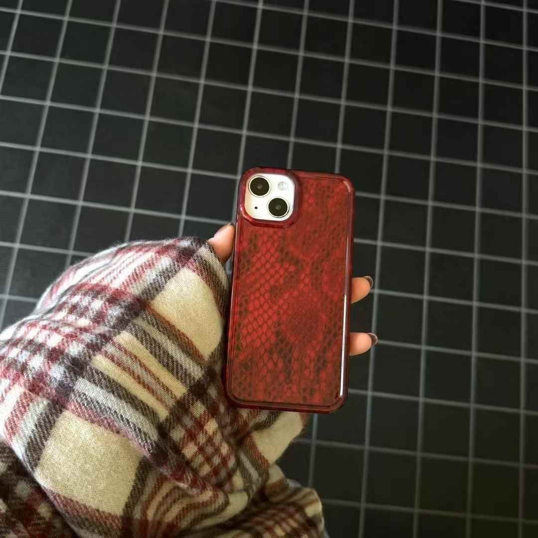 (Buy 1 Get 1 Free) Snake Skin Pattern Silicon Case For iPhone ( Wine Red )