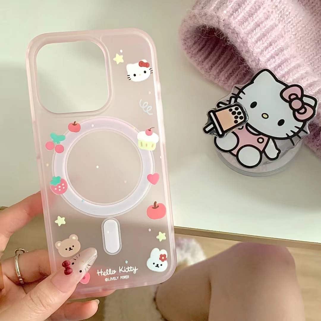 (Buy 1 Get 1 Free) Kitty Cartoon Ripple Case For iPhone With Magsafe Holder