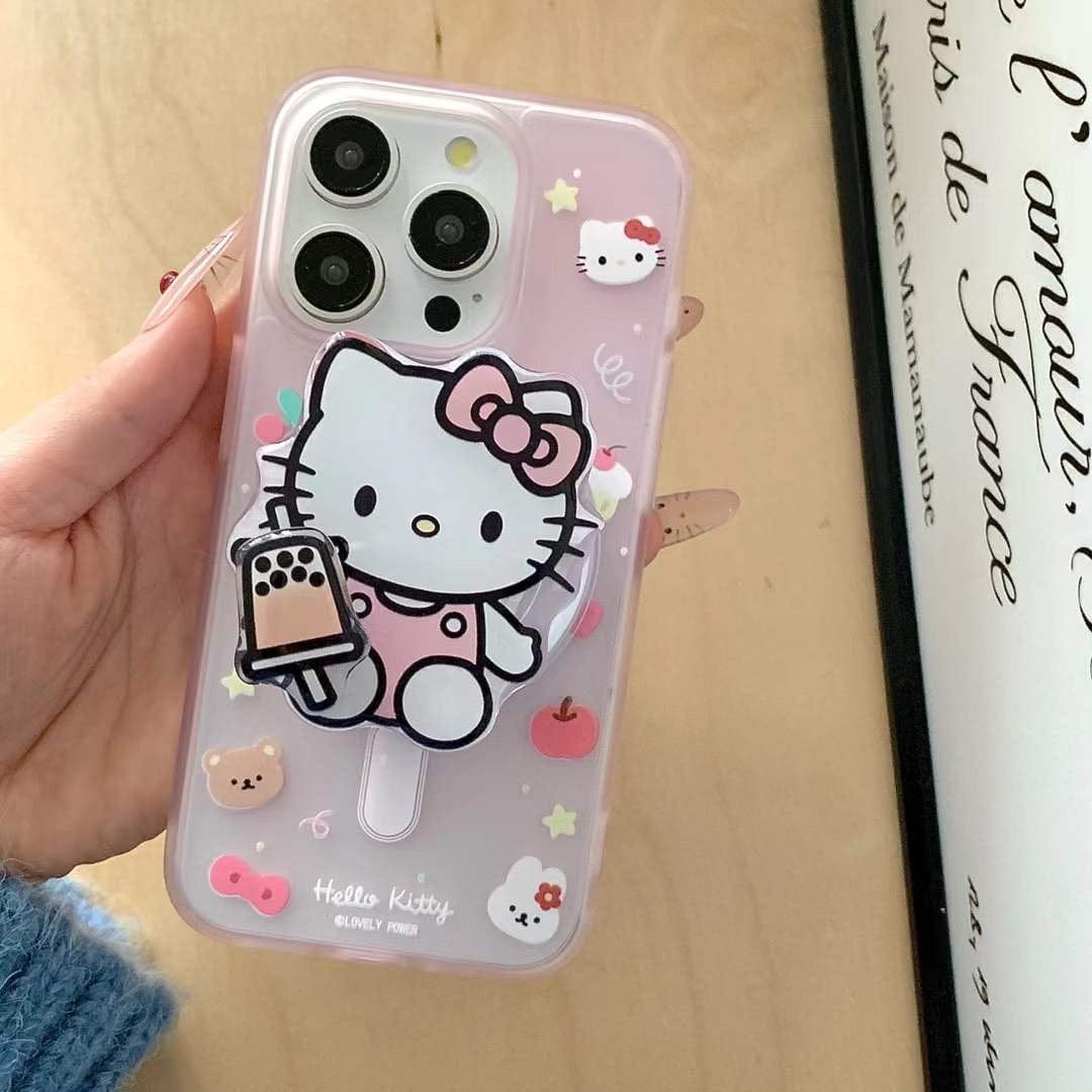 (Buy 1 Get 1 Free) Kitty Cartoon Ripple Case For iPhone With Magsafe Holder