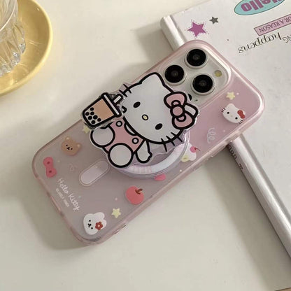 (Buy 1 Get 1 Free) Kitty Cartoon Ripple Case For iPhone With Magsafe Holder