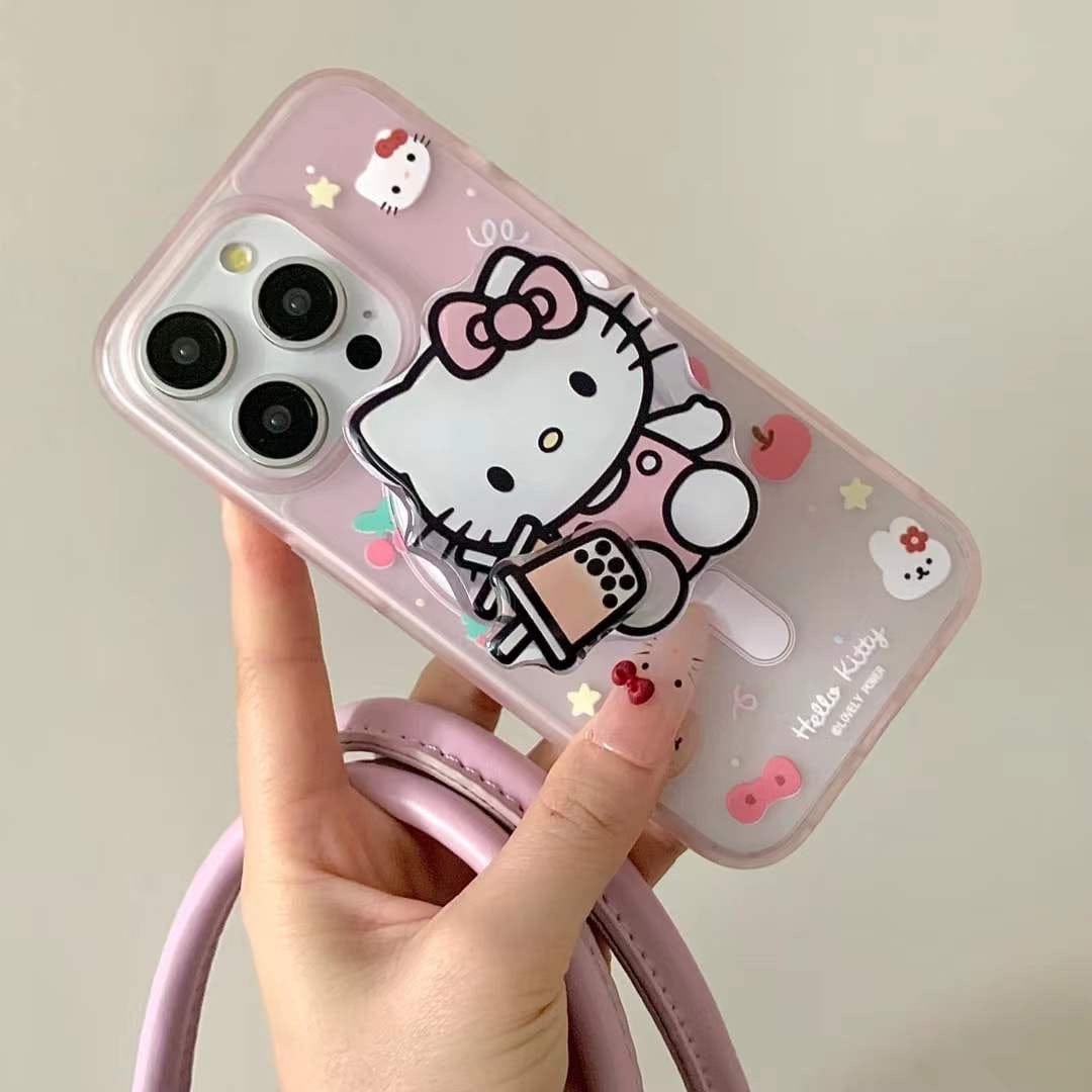 (Buy 1 Get 1 Free) Kitty Cartoon Ripple Case For iPhone With Magsafe Holder