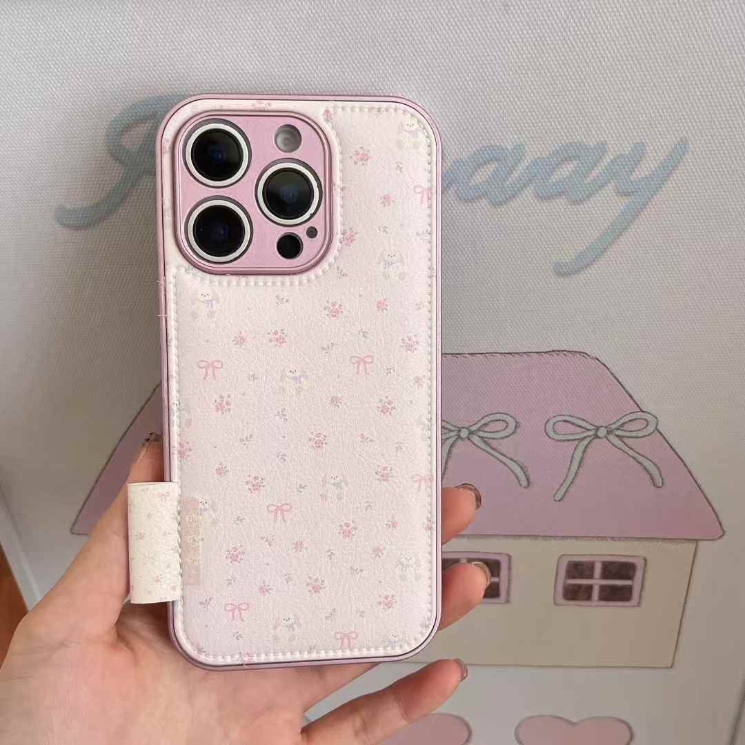 (Buy 1 Get 1 Free) Floral Bow Leather Case For iPhone