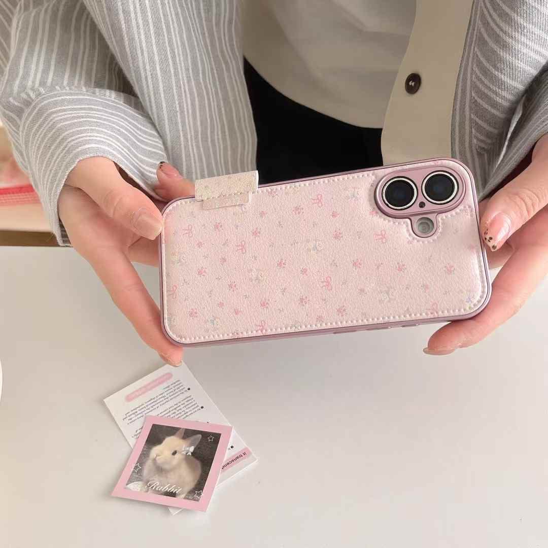 (Buy 1 Get 1 Free) Floral Bow Leather Case For iPhone