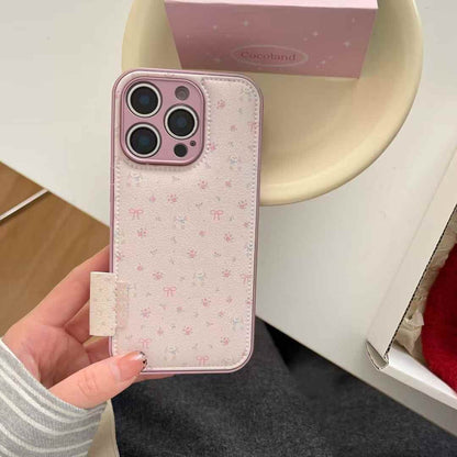 (Buy 1 Get 1 Free) Floral Bow Leather Case For iPhone
