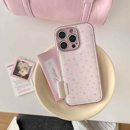 (Buy 1 Get 1 Free) Floral Bow Leather Case For iPhone