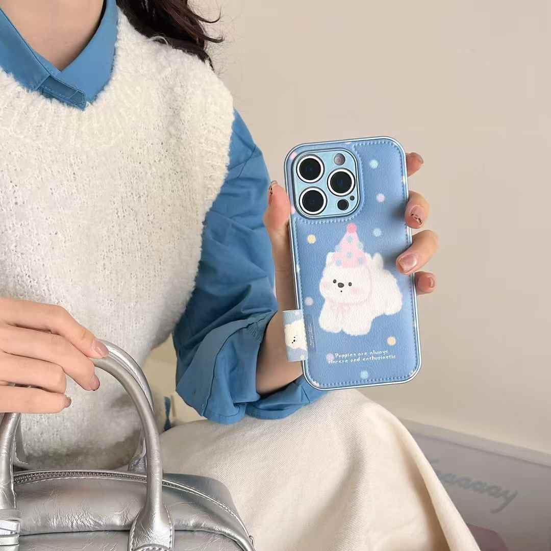 (Buy 1 Get 1 Free) Puppies Are Always Sincere ! Leather Case For iPhone