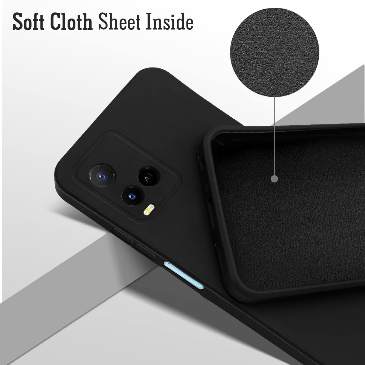 (Buy 1 Get 1 Free) Vivo Y21-Y33S Back Cover (Silicone + Inner Side Cloth) Soft