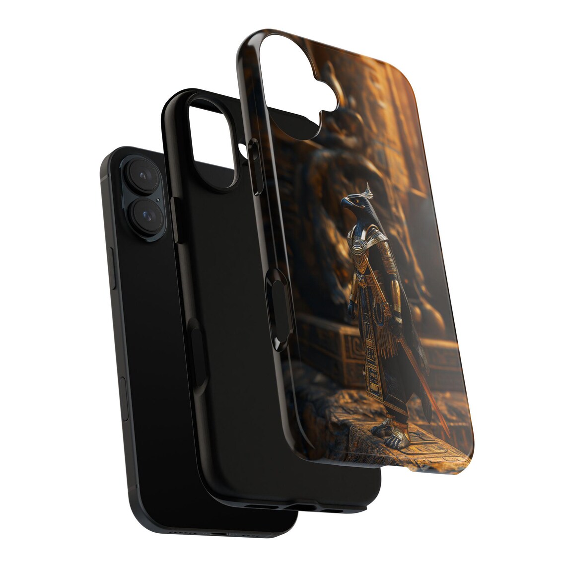 (Buy 1 Get 1 Free) Horus Phone Case - Egyptian Gods Design, Gold HD Tough Case for iPhone