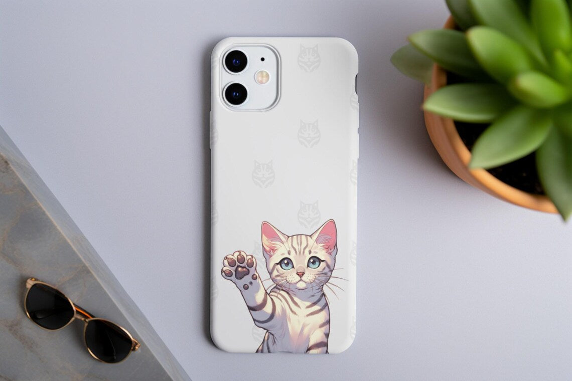 (Buy 1 Get 1 Free) Egyptian Mau Waving Phone Case Matte Glossy - Compatible with iPhone