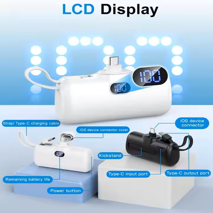 Capsule Power Bank 5000mAh With LED Display