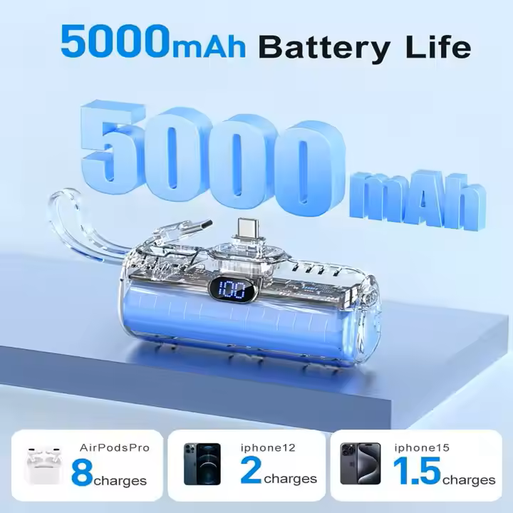 Capsule Power Bank 5000mAh With LED Display