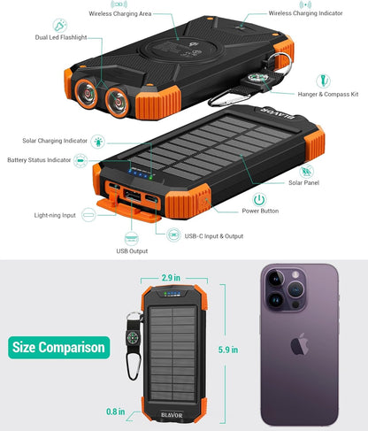 Solar Power Bank, 10,000mAh